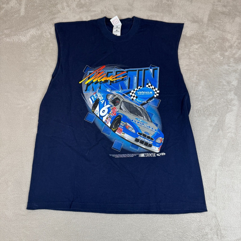 Vintage Wilson Mark Martin #6 Nascar Tank Top Mens XL Blue‎ Preowned Sleeveless